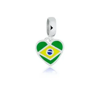 Berloque de Prata  950  - Bandeira do Brasil  - 250652