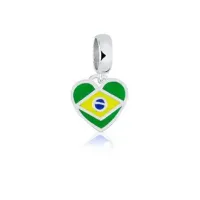 Berloque de Prata  950  - Bandeira do Brasil  - 250652