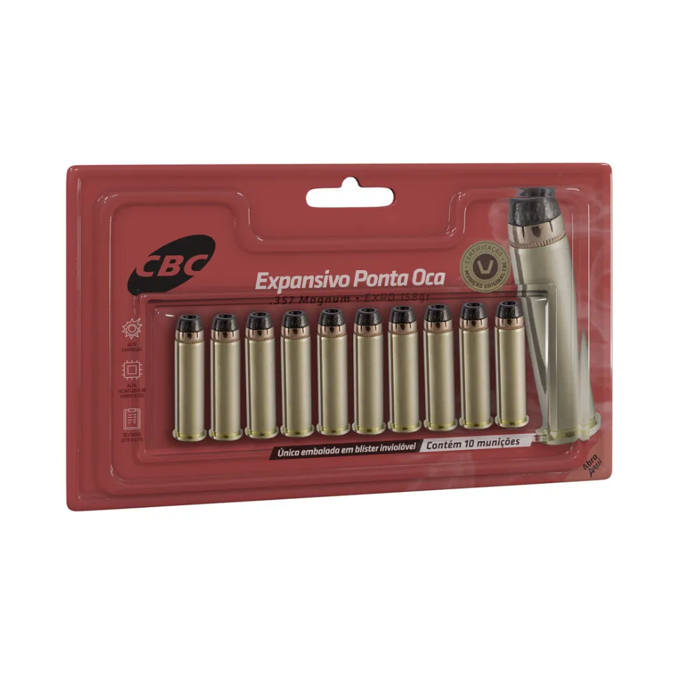 MUNIÇÃO CAL. 357 MAGNUM CBC EXPO 158gr CARTELA C10 Imagem