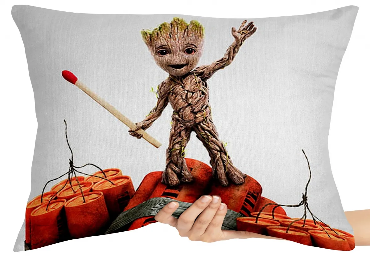 Capa de Almofada ou Travesseiro Groot Bebê Guardiões Galaxia