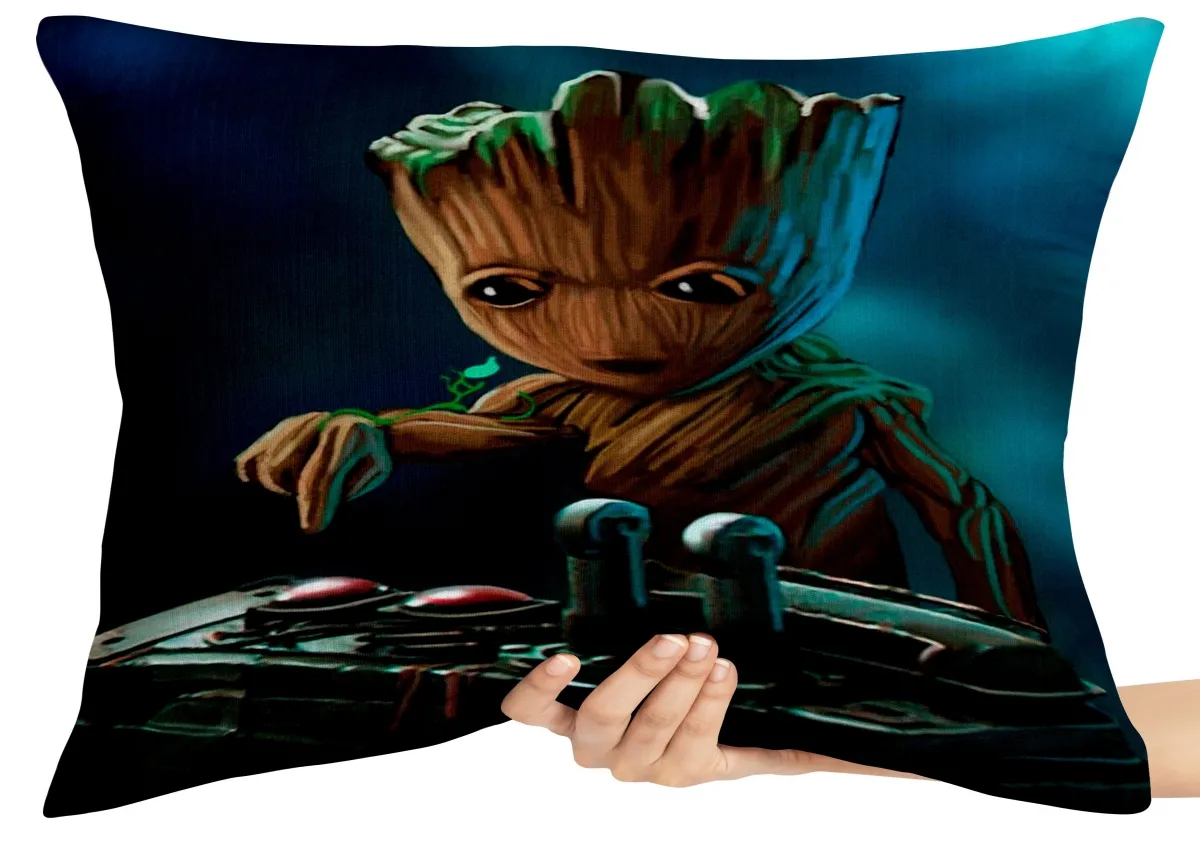 Capa de Almofada ou Travesseiro Guardiões Da Galáxia Groot Fita