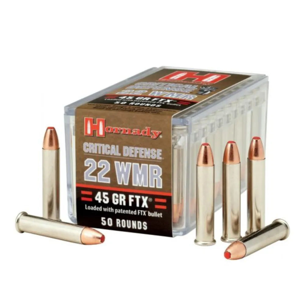 MUNIÇÃO CAL .22 WMR HORNADY CRITICAL DEFENSE 45gr CX C 50