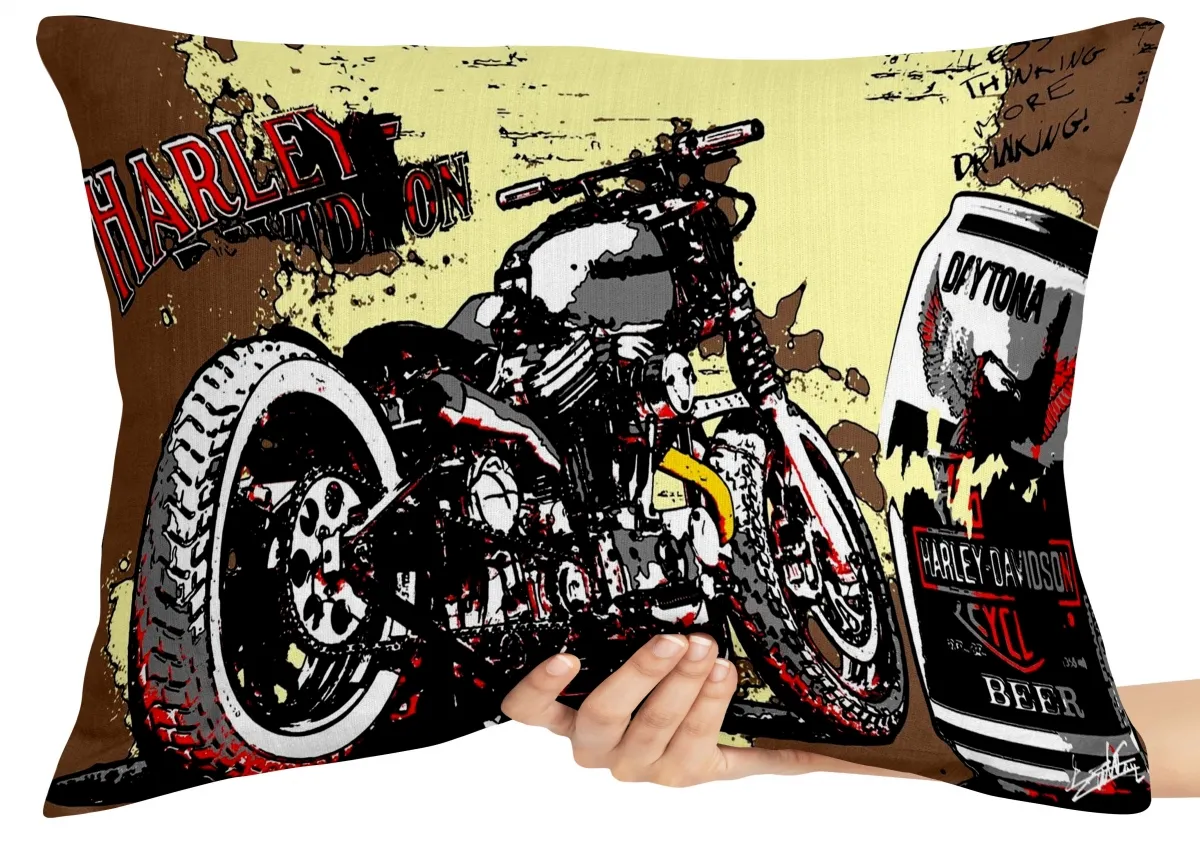 Capa de Almofada ou Travesseiro Harley moto Daytona