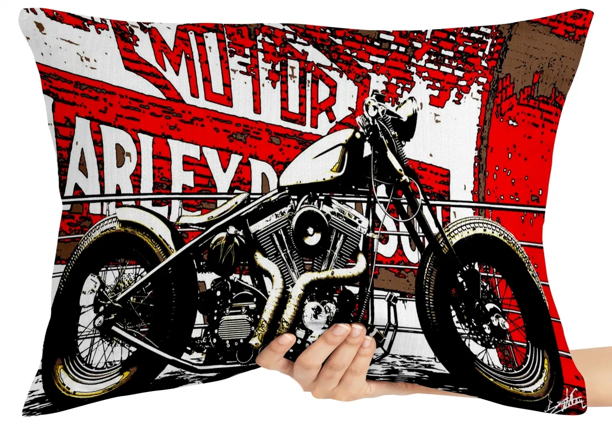 Capa de Almofada ou Travesseiro Harley moto Imagem