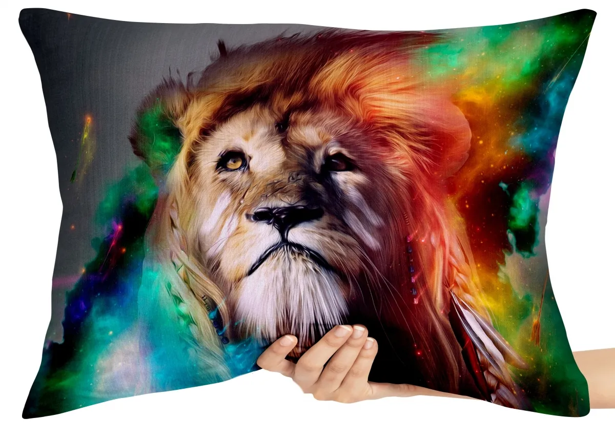 Capa de Almofada ou Travesseiro Leão gato lion