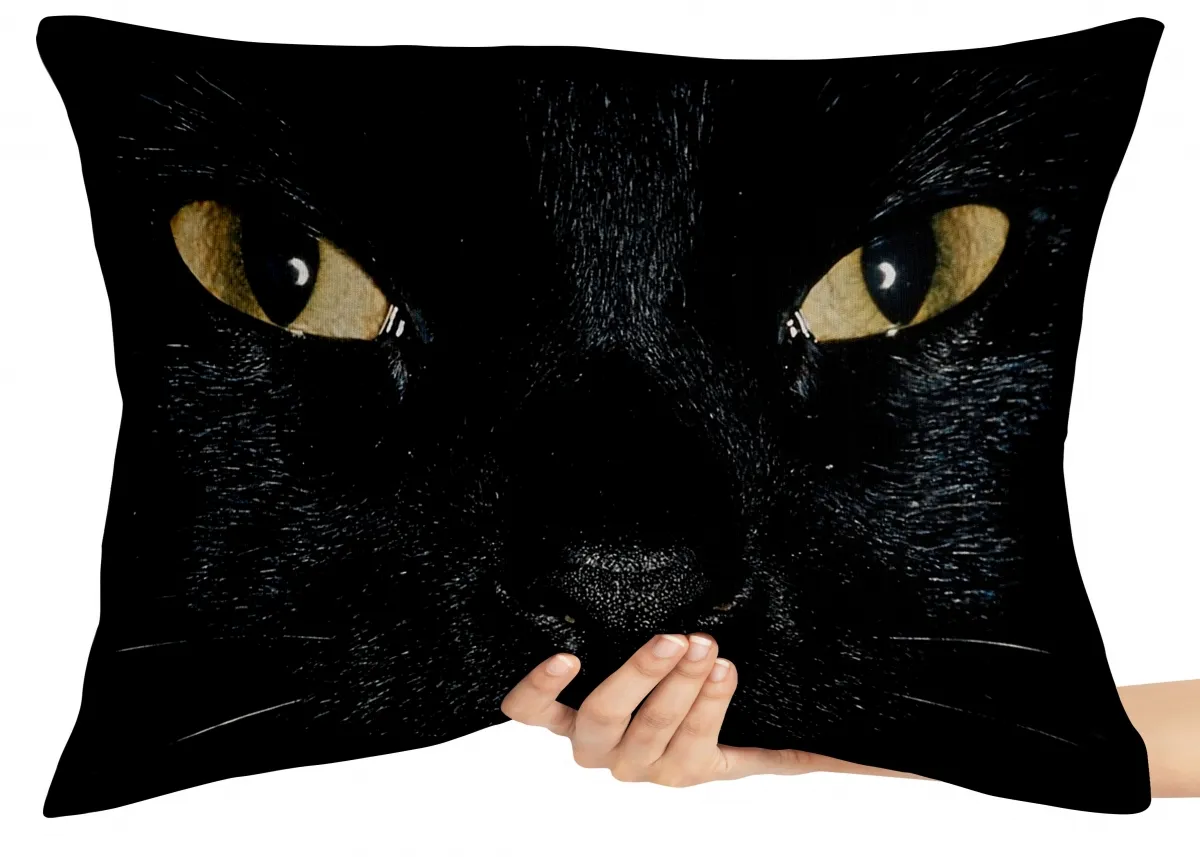 Capa de Almofada ou Travesseiro Gato preto face
