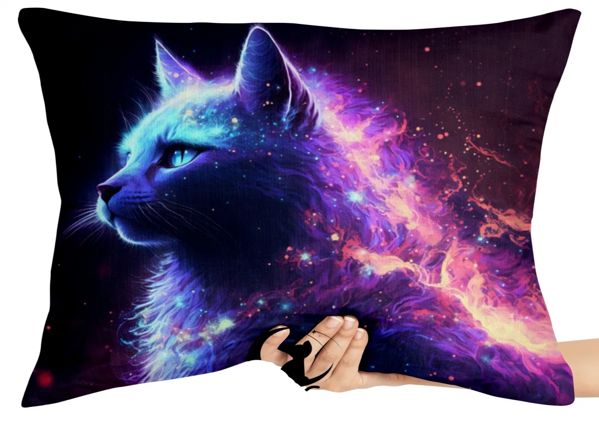Capa de Almofada ou Travesseiro Gato galáxia