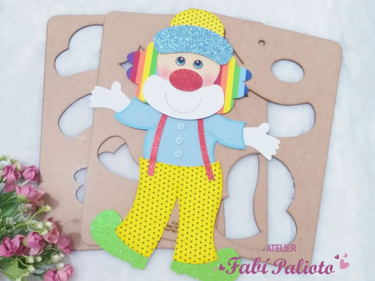G1.440  Gabarito de Moldes  em MDF  Palhaço Chiquinho 45cm 