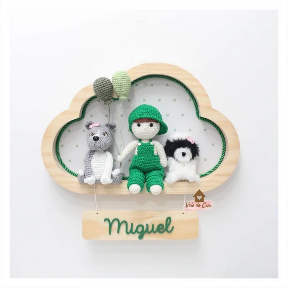 Menino com 2 Pets - Nuvem G - Porta Maternidade Imagem