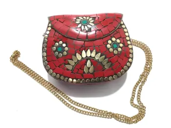 ESGOTADO! Bolsa Mosaico Metal Opaca Vermelha. Pequenos defeitos  Tamanho P