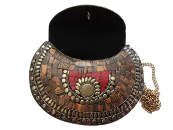 ESGOTADO! Bolsa Mosaico Metal Opaca Marrom. Pequenos defeitos Tamanho  M - Foto 2