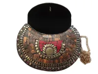 ESGOTADO! Bolsa Mosaico Metal Opaca Marrom. Pequenos defeitos Tamanho  M - Foto 2