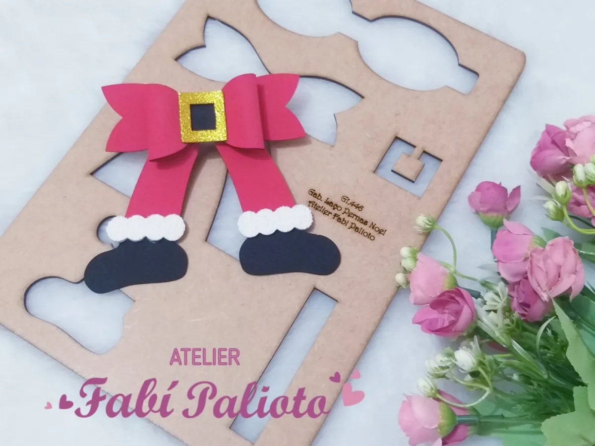 G1.446  Gabarito de Moldes  em MDF Laço Pernas Noel