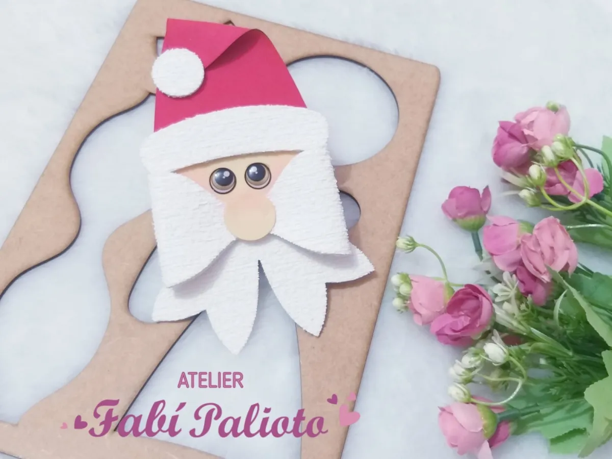 G1.447  Gabarito de Moldes  em MDF Laço Cabeça Noel Imagem