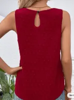 SHEIN LUNE Ponto Suíço Renda Guipura Contraste Blusa Sem Mangas - Foto 2