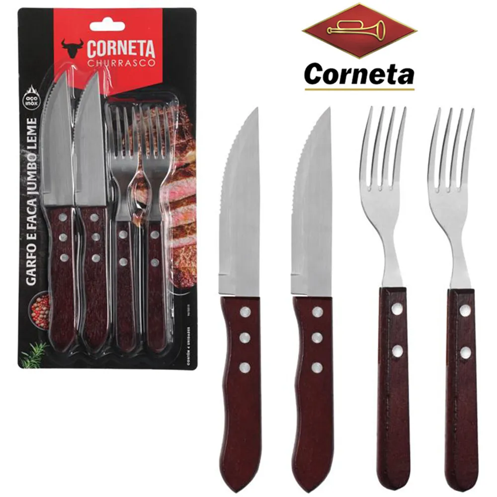 Garfo e Faca Jumbo Leme 4pçs