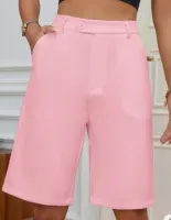  SHEIN Essnce Sólido Bolso Inclinado Shorts - Foto 2