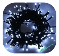 Cordão Pisca Externo Fixo 300 Led Branco FRIO - Fio reforçado VERDE Macho e Femia 30 metros - Foto 5