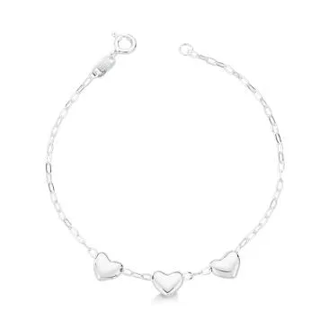 Pulseira de prata - corações  - 240475