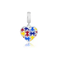 Berloque de Prata 950 -  símbolo autismo coração  - 251787