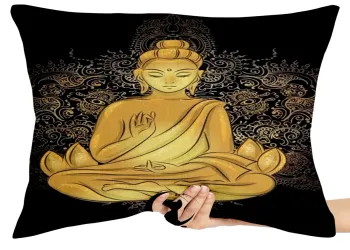 Capa de Almofada ou Travesseiro Buda Dourado Sidarta Gautama