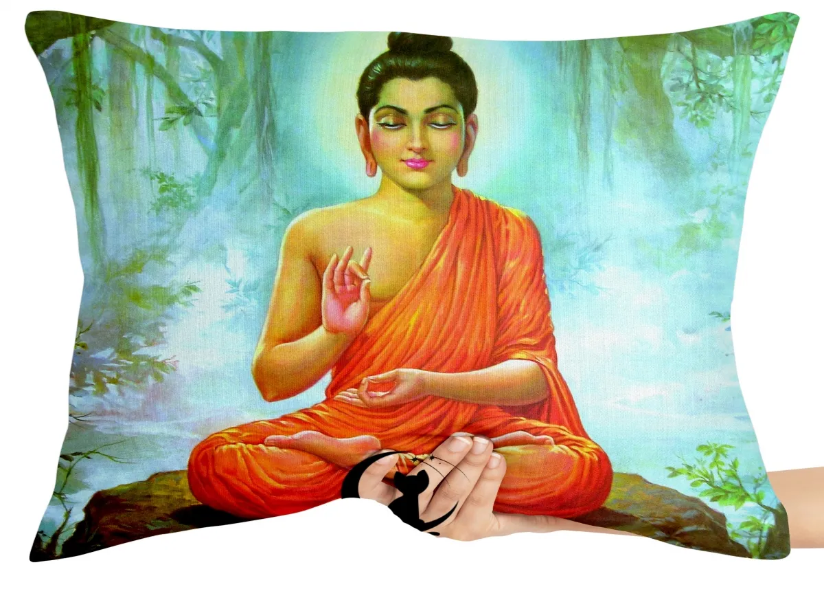 Capa de Almofada ou Travesseiro Buda laranja Sidarta Gautama Imagem