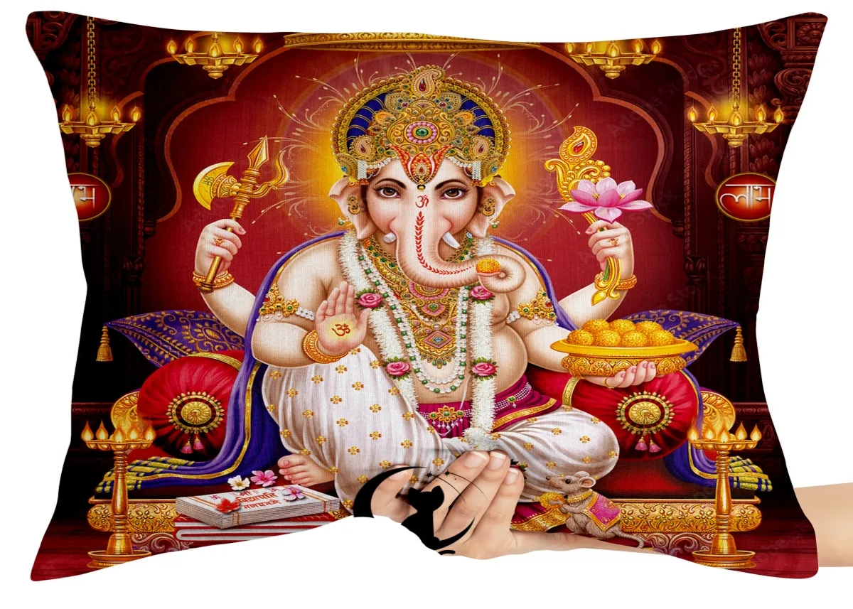 Capa de Almofada ou Travesseiro Ganesha branco