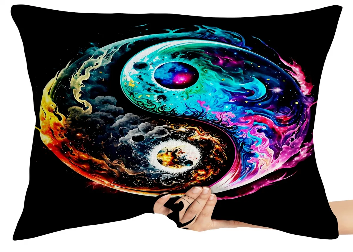 Capa de Almofada ou Travesseiro Yin Yang colorido