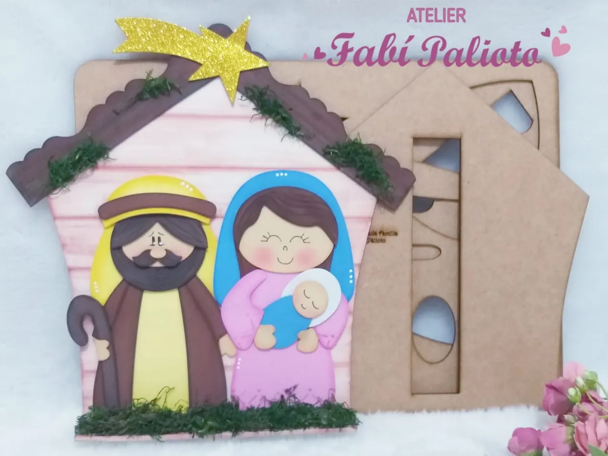 G1.455  Gabarito de Moldes  em MDF Enfeite Sagrada Família