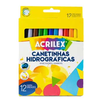 Canetas Hidrográficas c/12 Cores Acrilex 