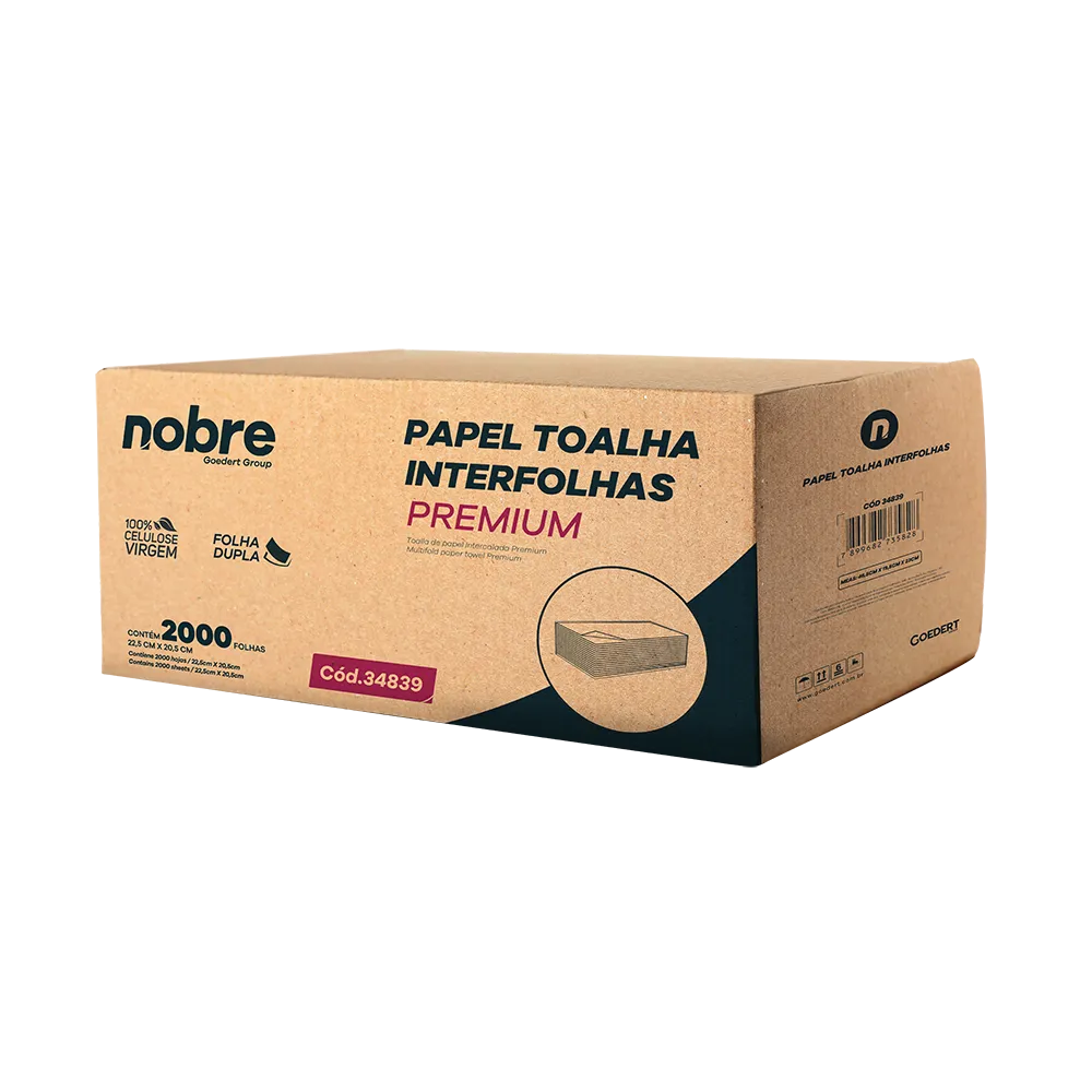 Papel Toalha Interfolhas - Premium - 22,5x20,5cm - c/ 2000fls - Nobre