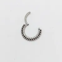 Argola em Titânio CRAVEJADA ZIRCONIA FRONTAL 1 Filete de ESFERAS  1.2mm TIT19 - Foto 3