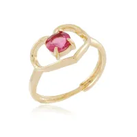 Anel Golden Garden Coração Safira Rosa  AJUSTÁVEL - Foto 2