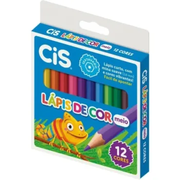 Lápis de Cor Cis Plastic Mini – Caixa com 12 Cores | Prático e Resistente | Escolar