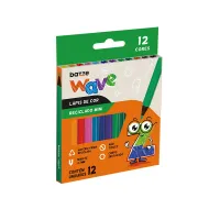 Lápis de Cor Wave Mini Reciclado – 12 Cores | Sustentável | Escolar e Infantil