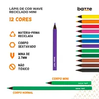 Lápis de Cor Wave Mini Reciclado – 12 Cores | Sustentável | Escolar e Infantil - Foto 3