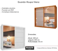 Guarda-Roupa Viena 2 portas correr 2,02 metros 100%mdf - Foto 4