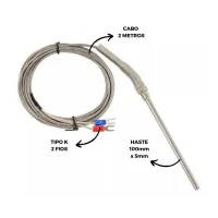 SENSOR TERMOPAR TIPO K PONTA 100MM 2 METROS - Foto 3