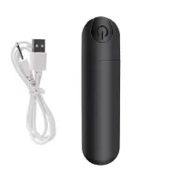 Vibrador Power Bullet Preto Recarregável - 10 Modos de Vibração