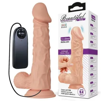Pênis Realístico com Vibração 24 x 4,5cm Beautiful BURAQ - BW-008104ZR