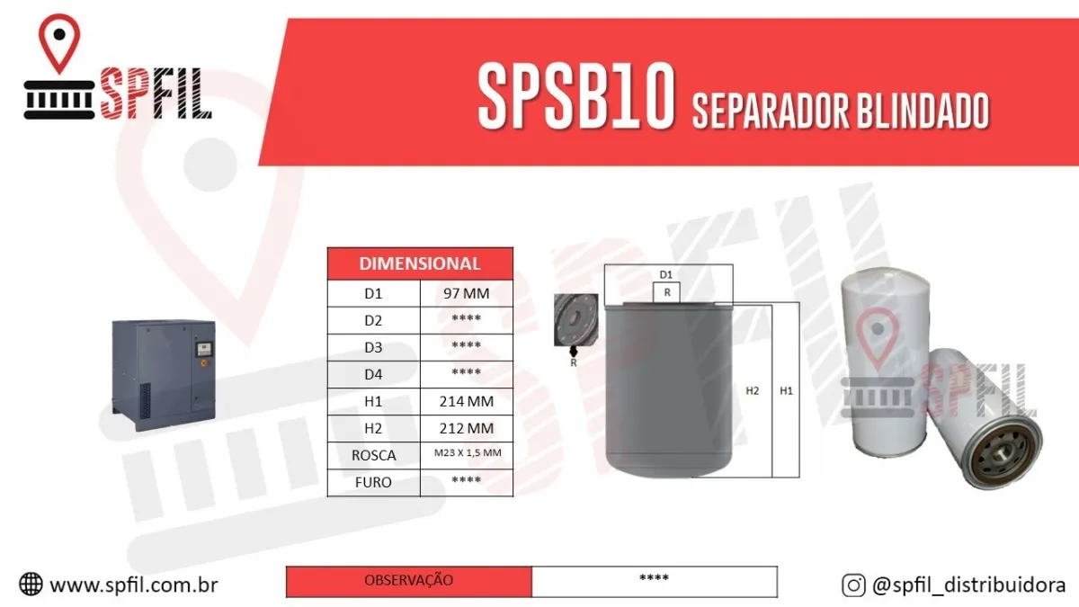 SEPARADOR AR / ÓLEO BLINDADO SPSB10