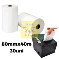 Bobinas Térmicas 1 Via 80mm x 40m para PDV – Caixa com 30 Rolos | Branca | Cupom Fiscal