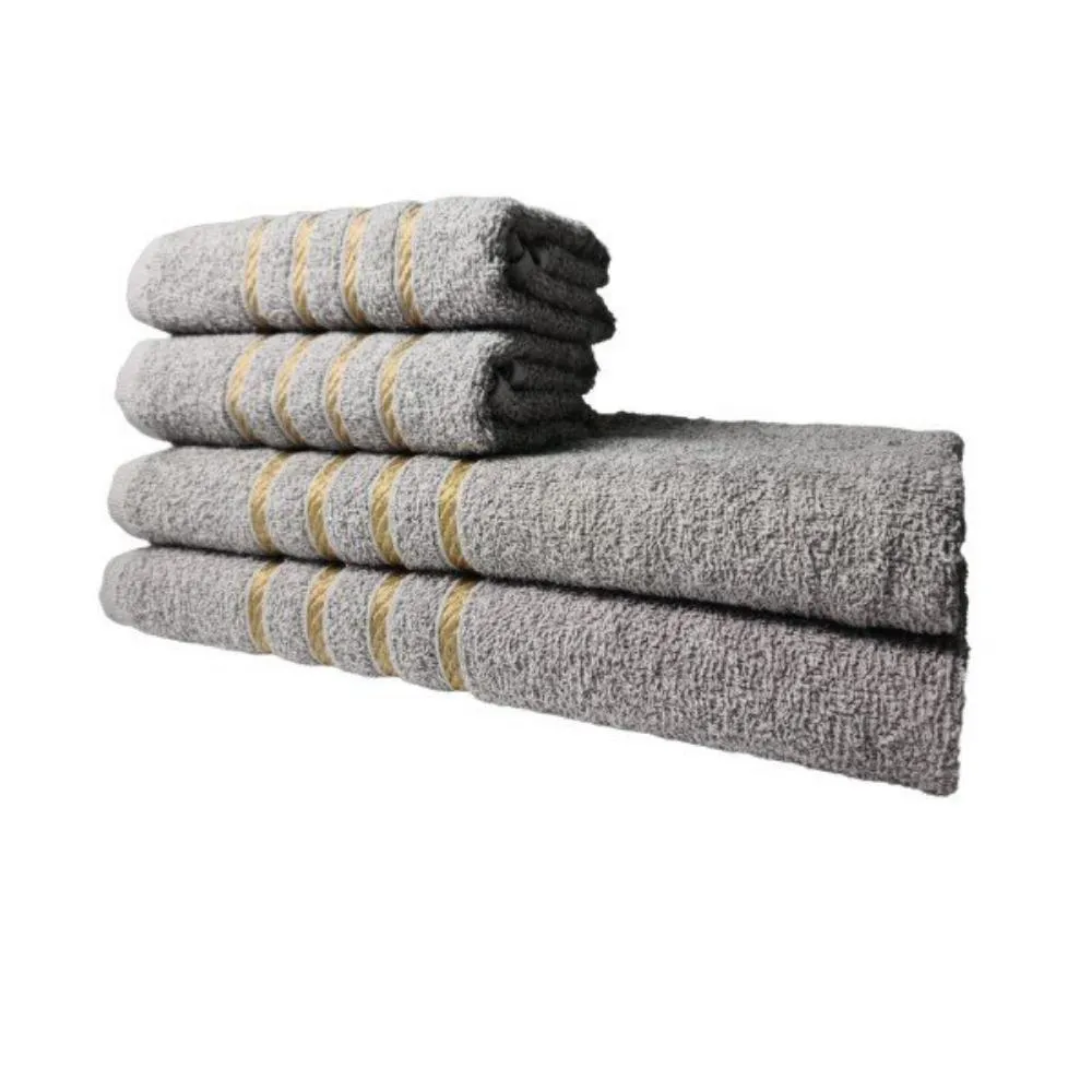 Jogo de Toalha 2 Banho 2 Rosto - 4pçs Coleção Montreal 100% Algodão Cinza Imagem