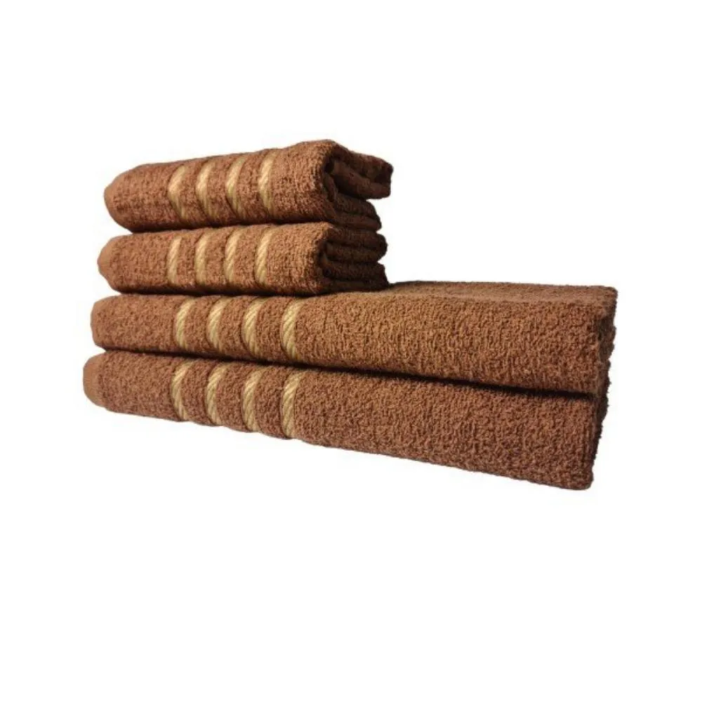 Jogo de Toalha 2 Banho 2 Rosto - 4pçs Coleção Montreal 100% Algodão Marrom