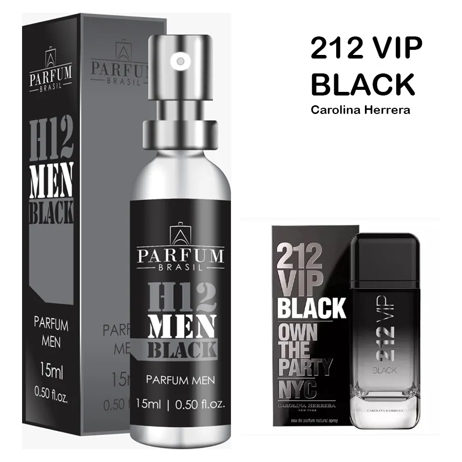212 Vip Black - H12 Black Parfum Brasil 15ml Imagem