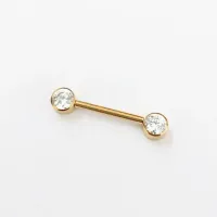 Barbell MAMILO em TITÂNIO PVD DOURADO 1.6 com PEDRAS FLAT 4mm TIT21 - Foto 4