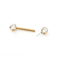 Barbell MAMILO em TITÂNIO PVD DOURADO 1.6 com PEDRAS FLAT 4mm TIT21 - Foto 3