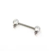 Barbell MAMILO em TITÂNIO 1.6mm com PEDRAS FLAT 5mm e 3 ESFERAS  TIT18 - Foto 4