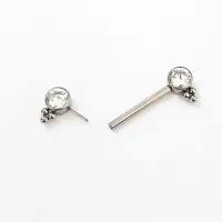 Barbell MAMILO em TITÂNIO 1.6mm com PEDRAS FLAT 5mm e 3 ESFERAS  TIT18 - Foto 3