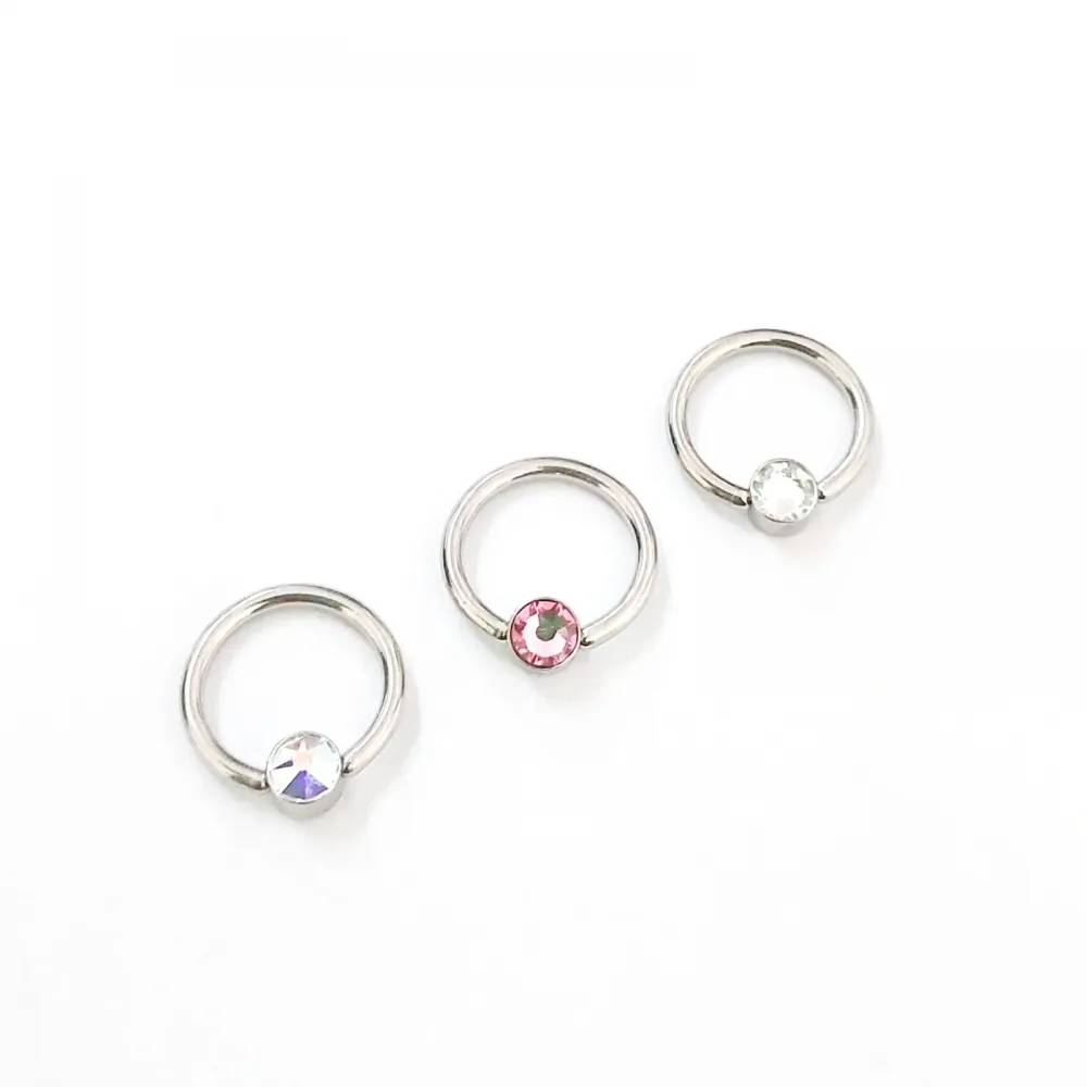 Captive em Aço Cirurgico com pedra FLAT  ACO20 Imagem